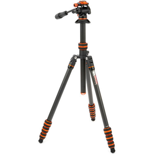 3 Legged Thing Billy Video Carbon Fibre Travel Tripod Kit - Lava Black/Orange (BILLYVIDEOLAVA2.0)