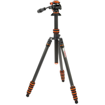 3 Legged Thing Billy Video Carbon Fibre Travel Tripod Kit - Lava Black/Orange (BILLYVIDEOLAVA2.0)