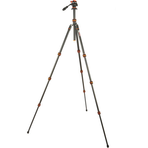3 Legged Thing Billy Video Carbon Fibre Travel Tripod Kit - Lava Black/Orange (BILLYVIDEOLAVA2.0)