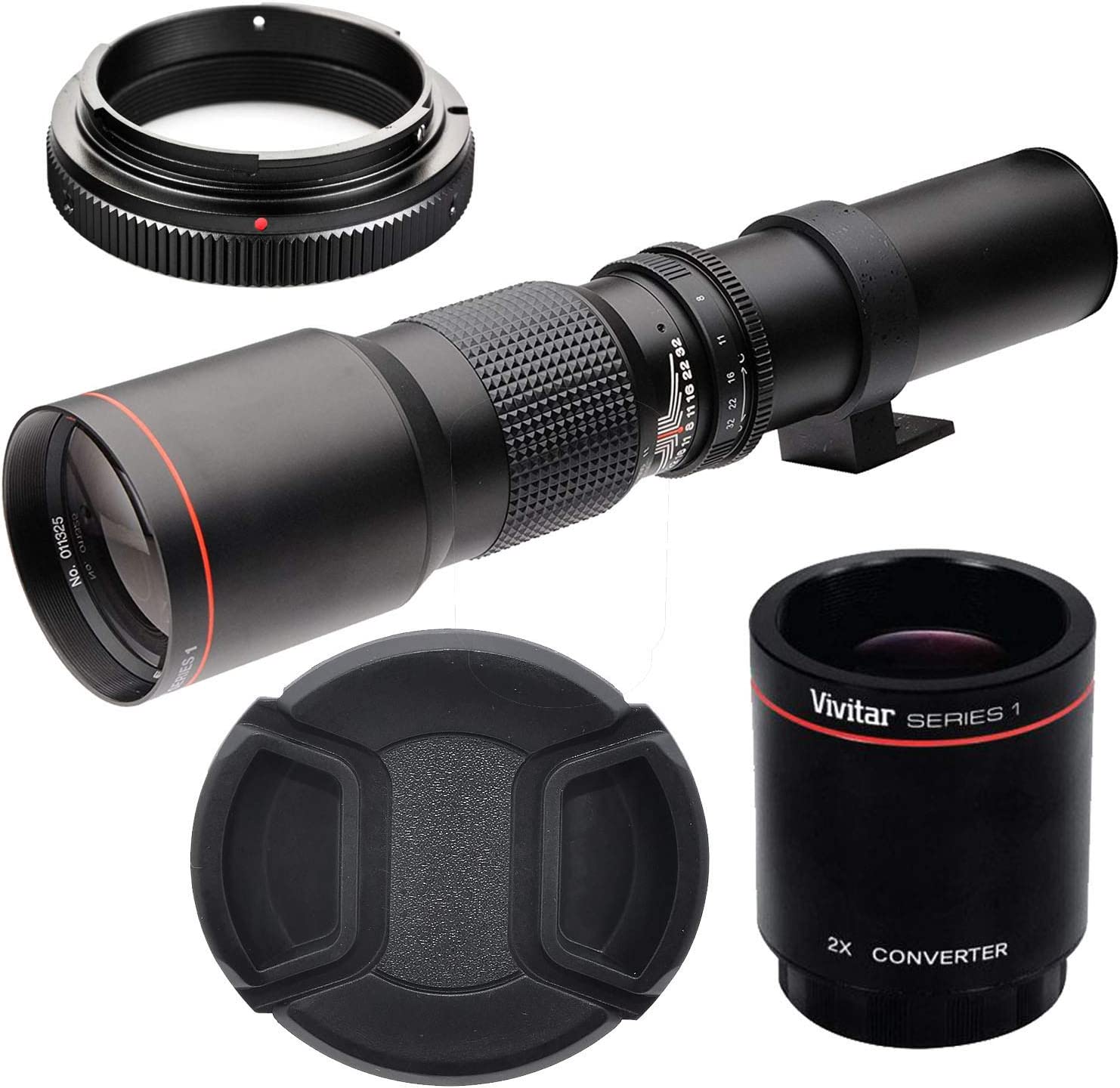 High Power 500mm/1000mm f/8 Manual Telephoto Lens & T-Mount for Nikon