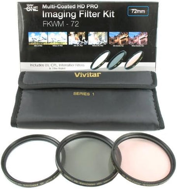 Vivitar 72mm 3-Piece Filter Kit UV/CPL/ Intensifier Warming, VIV-FKWM-72mm
