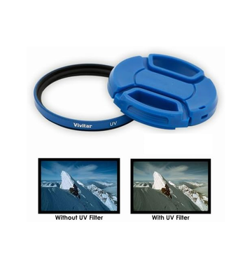 Vivitar 52mm UV Filter and Snap-On Lens Cap (Blue) VIV-FKSC-52-BLU