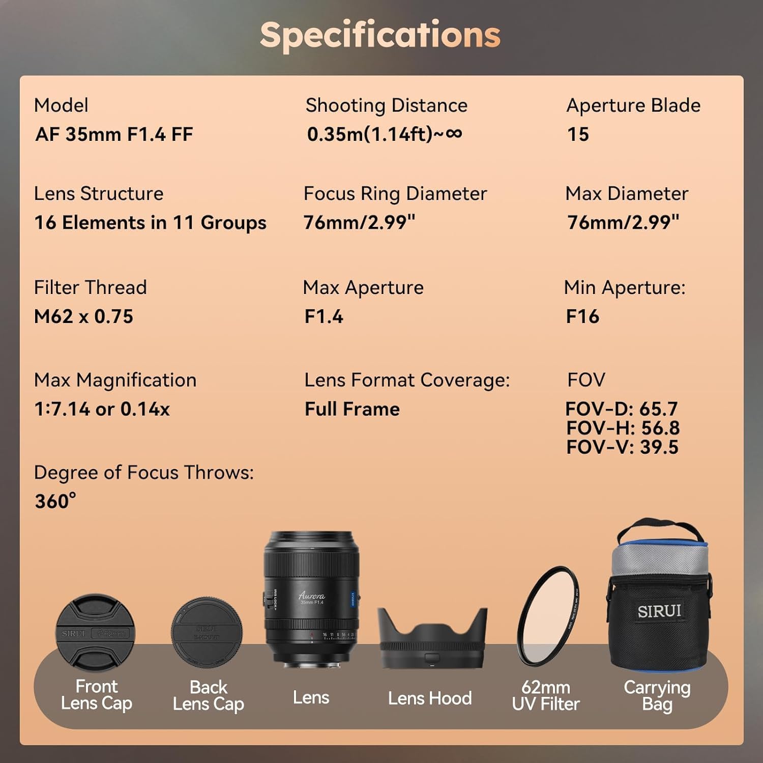 Sirui AU35-E Camera Lens Product Image