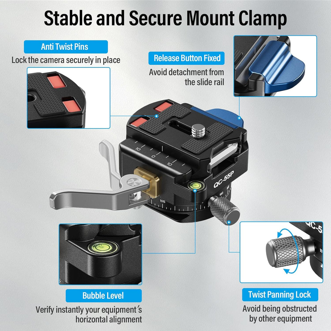 Sirui 55mm Quick Release Plate with 360° Rotating Panoramic 1/4" and 3/8" Thread QC-55P
