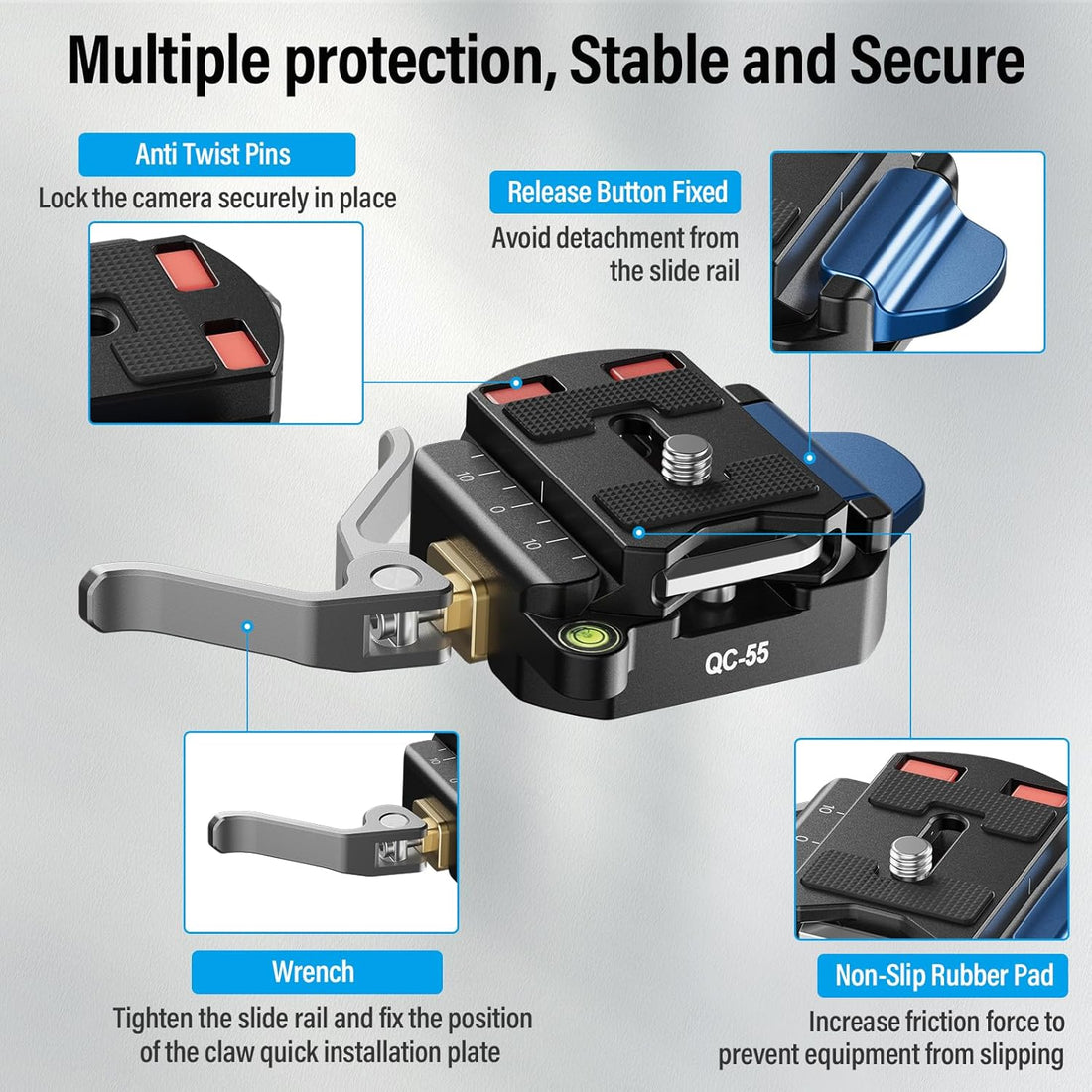 SIRUI 55mm Quick Release Plate and Clamp Base Kit 1/4" and 3/8" Thread QC-55