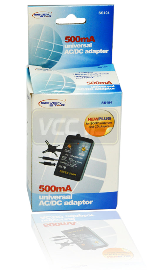Seven Star SS104 Universal AC to DC Adapter Charger 500mA