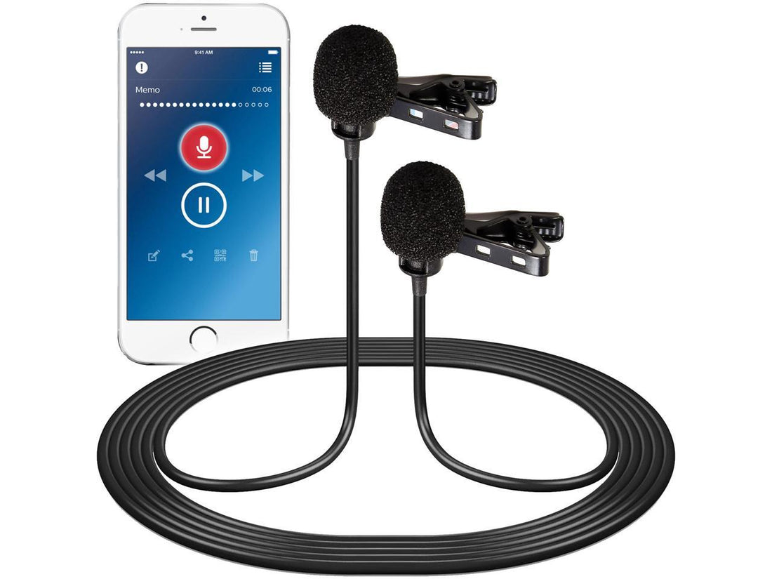 Vidpro Dual-Head Interview Lavalier Microphone for Smartphones & Tablets XM-DLS