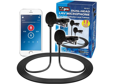 Vidpro Dual-Head Interview Lavalier Microphone for Smartphones & Tablets XM-DLS