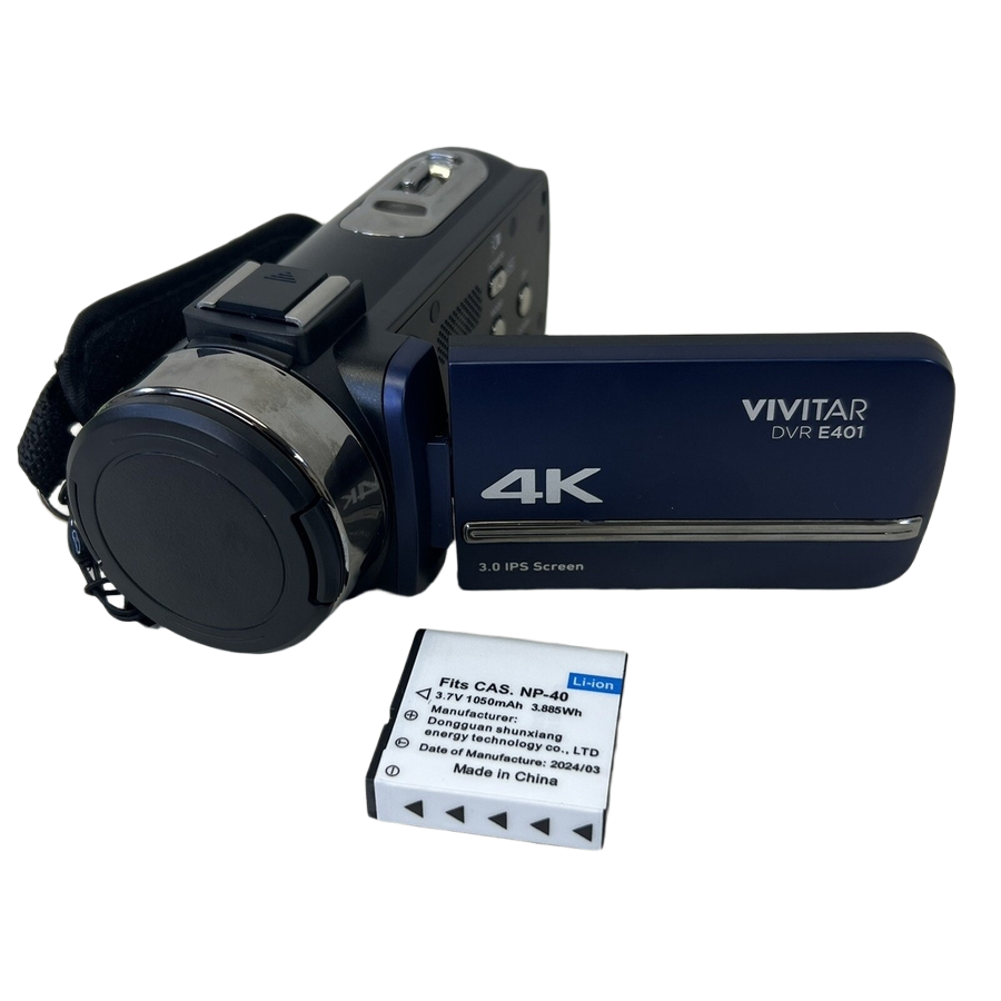 Vivitar 4K HD Digital Video Camera with WiFi, Built-in Night Vision – Blue (DVRE401-BLU)