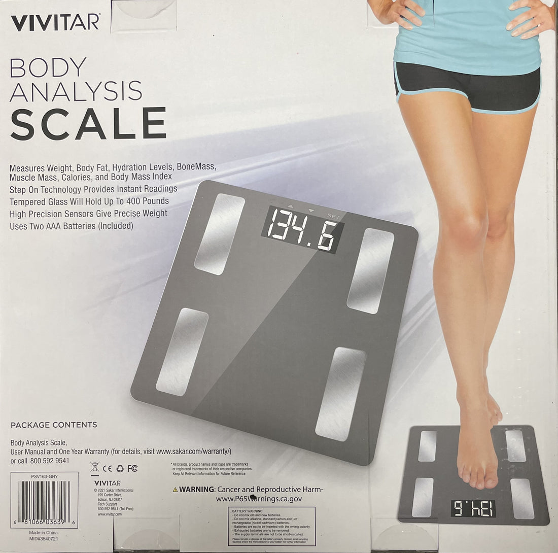 Vivitar Bathroom Smart Body Scale Gray Giant LCD Wireless PS-V163-GRY   nbnbnbj
