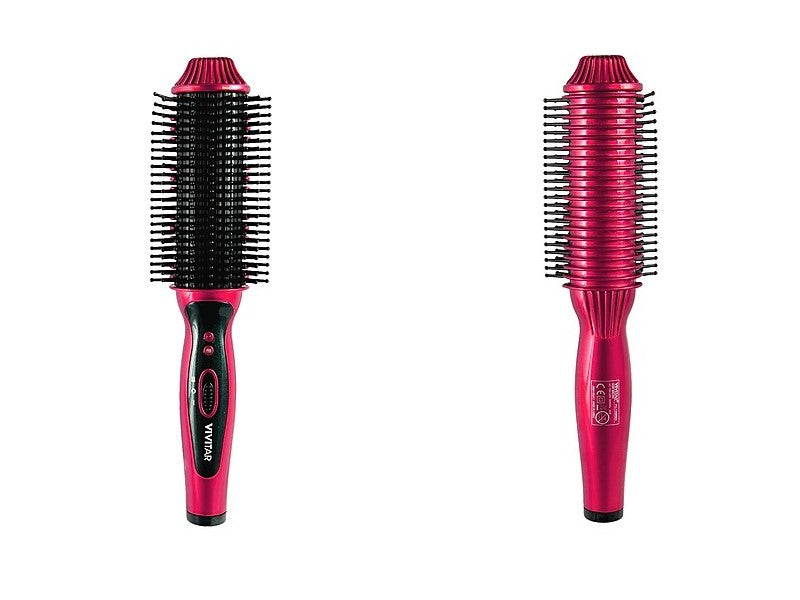 Vivitar Ceramic Straightening/Curling Hair Brush, Pink PG-7250-PNK