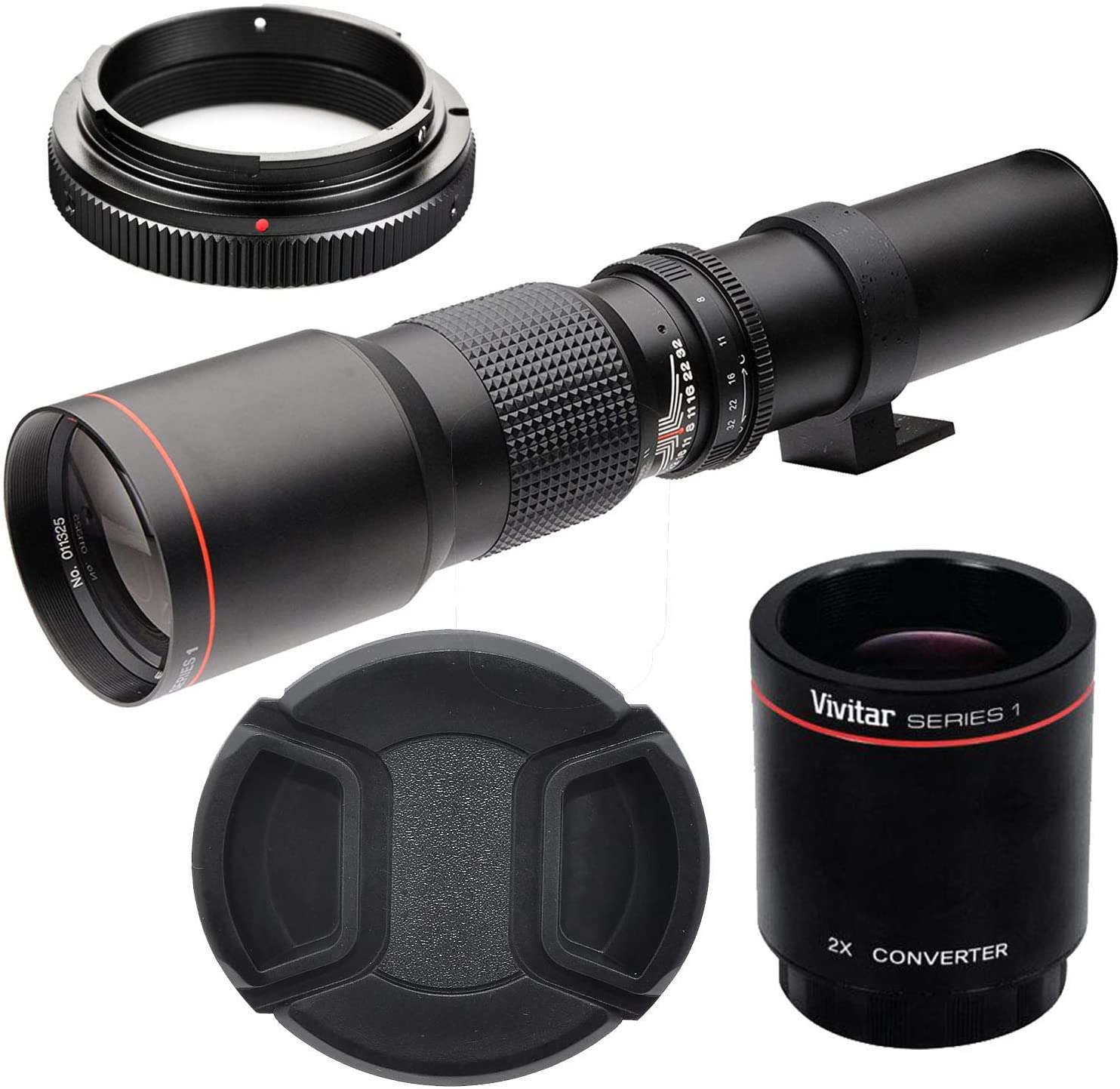 Vivitar High Power 500mm/1000mm f/8 Manual Telephoto Lens & T-Mount for Canon EF