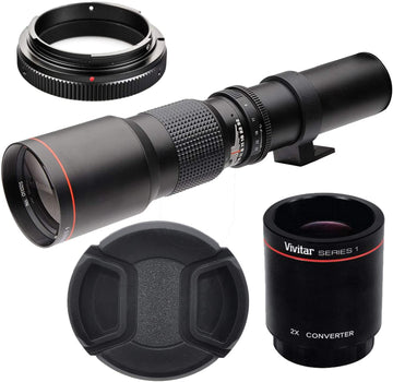 Vivitar High Power 500mm/1000mm f/8 Manual Telephoto Lens & T-Mount for Canon EF