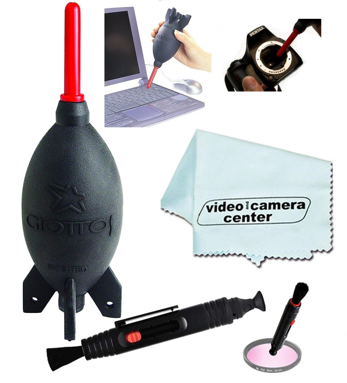 Giottos AA1900 Large Rocket Blaster Air Duster + MicroFiber + Lens Optic Pen