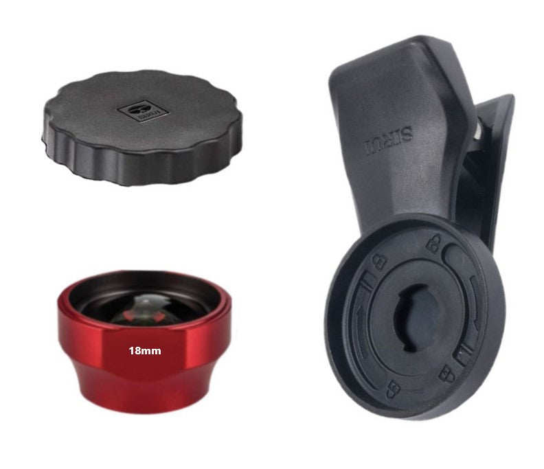 SIRUI 18mm Wide Angle Lens for Phones + Clip Adapter Red (18-WAR+MSC-01)