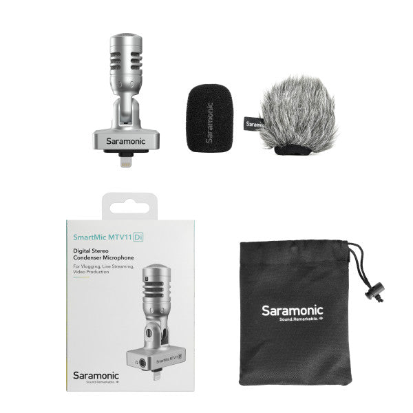 Saramonic SmartMicMTV11Di Stereo Condenser Mic W/ Furry 4 Lightning iPhone iPad