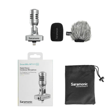 Saramonic SmartMicMTV11Di Stereo Condenser Mic W/ Furry 4 Lightning iPhone iPad