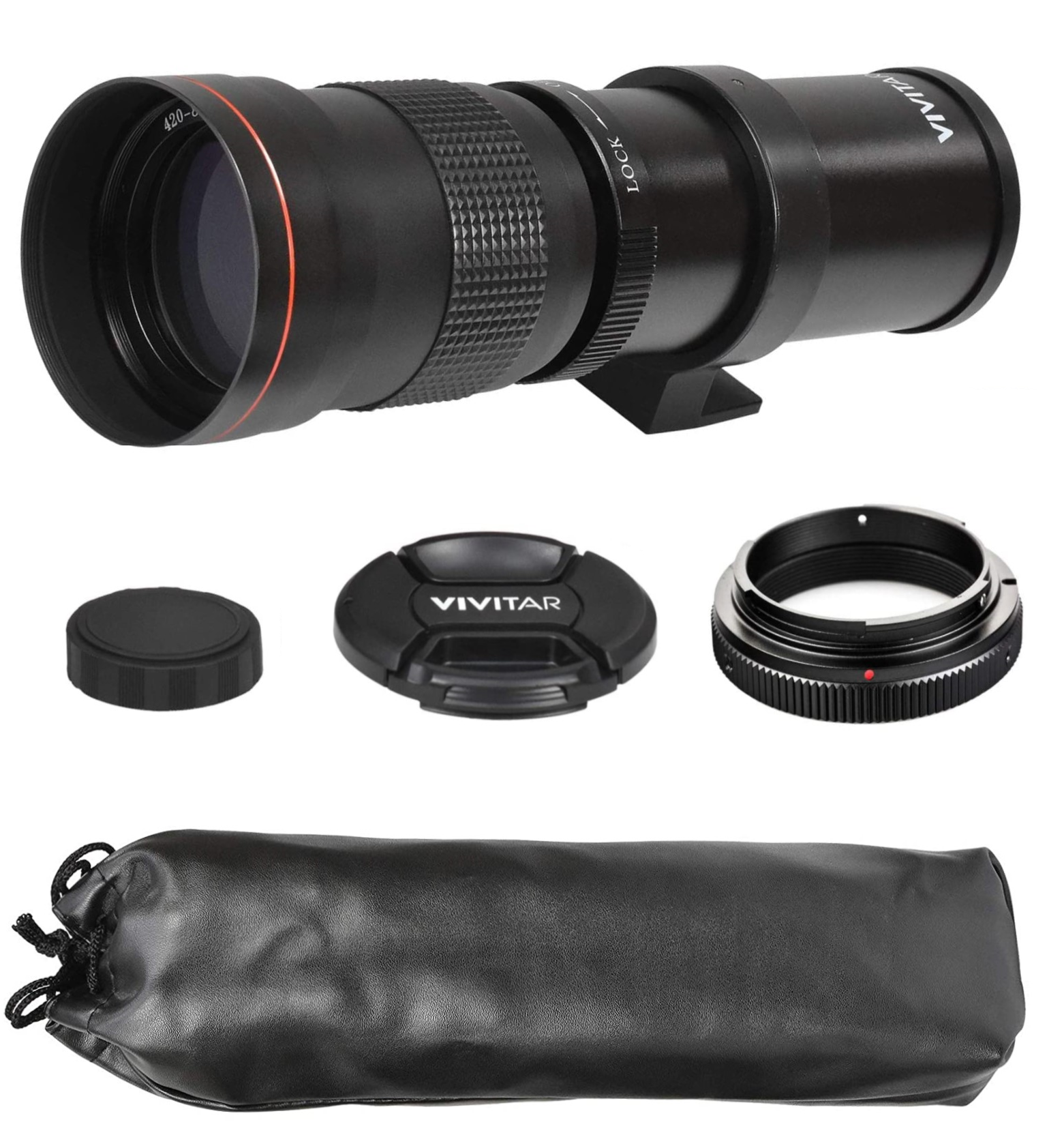 Vivitar 420-800mm f/8.3 Manual Focus Telephoto Zoom Lens & T-Mount for Canon EF