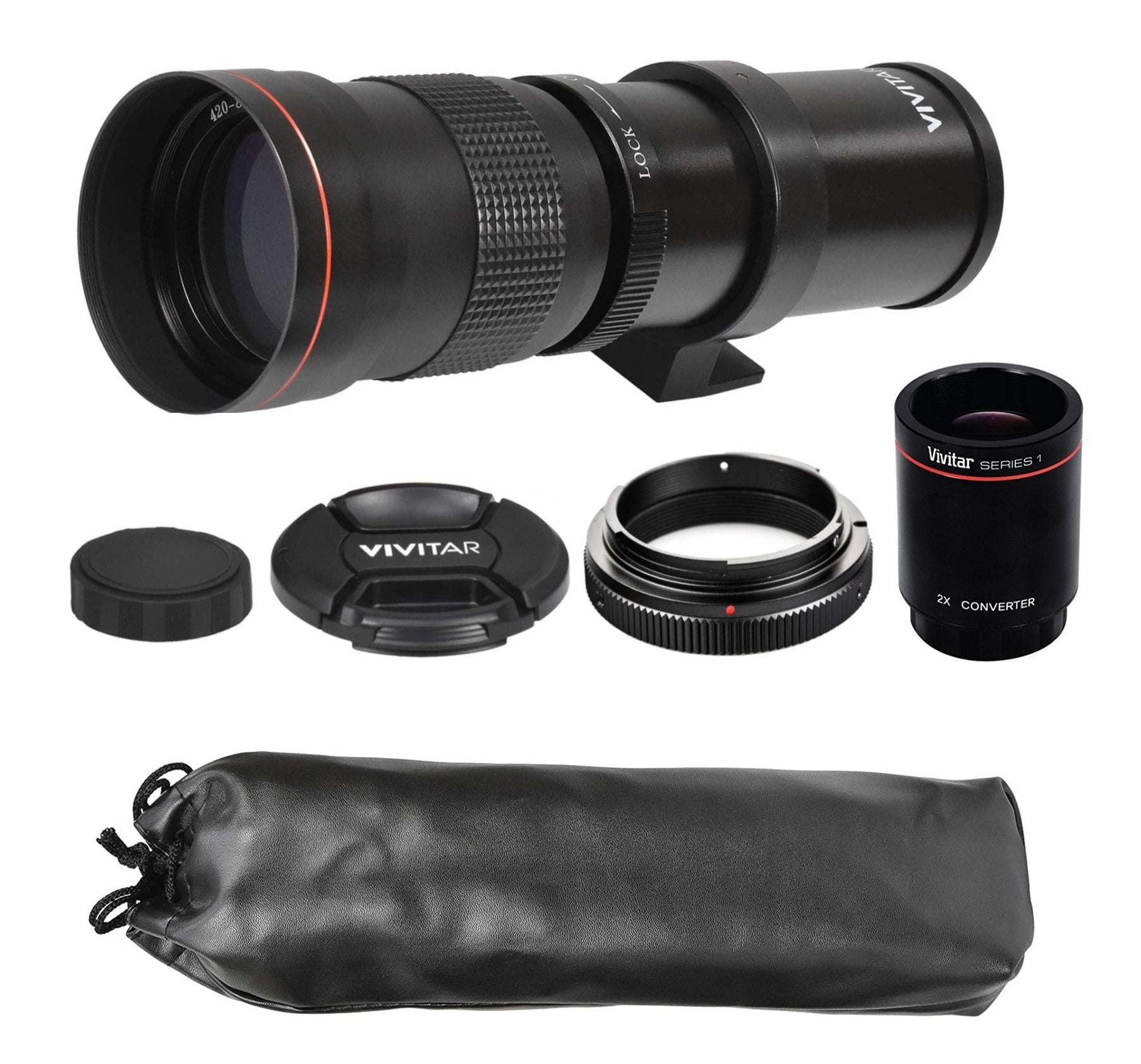 Vivitar 420-1600mm f/8.3 Manual Focus Telephoto Zoom Lens & T-Mount for Nikon F