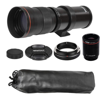 Vivitar 420-1600mm f/8.3 Manual Focus Telephoto Zoom Lens & T-Mount for Nikon F