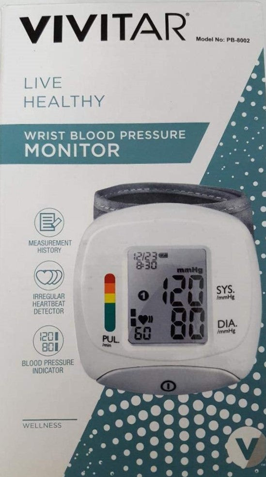 Vivitar PB-8002 Wrist Blood Pressure Monitor, White