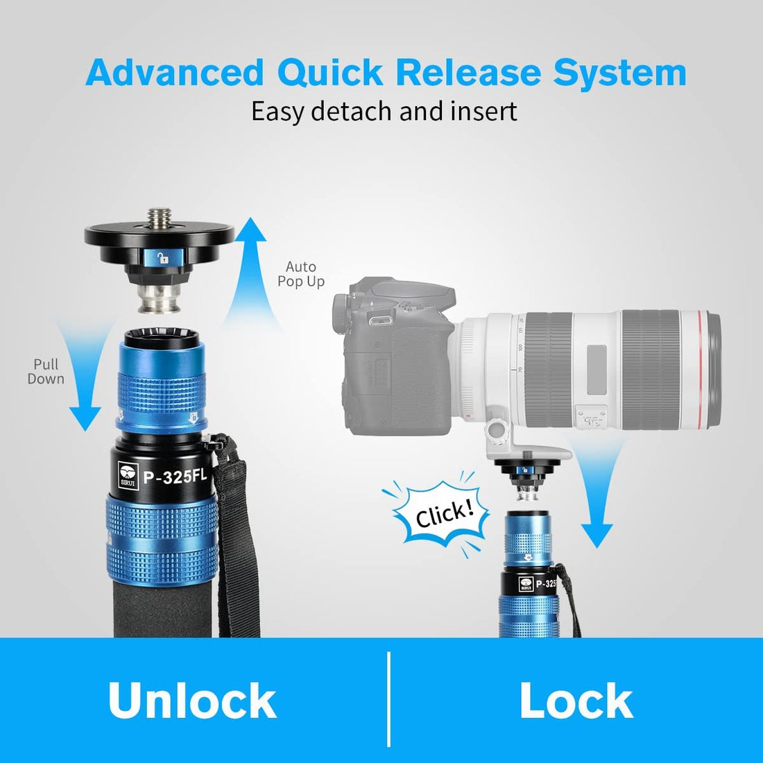 SIRUI P-325FS+VA-5 Carbon Fiber Camera Tripod Monopod Kit With Fluid Video Head upc   6952060025889