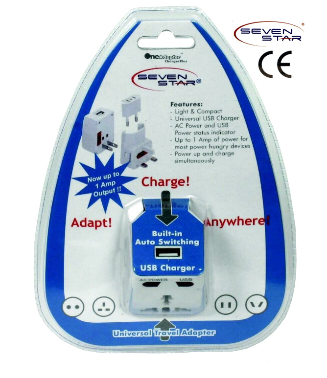 Seven Star Plug Universal USB Travel One Adapter Charger Plus Plug SS-430