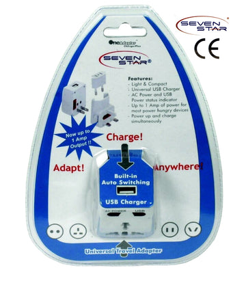 Seven Star Plug Universal USB Travel One Adapter Charger Plus Plug SS-430